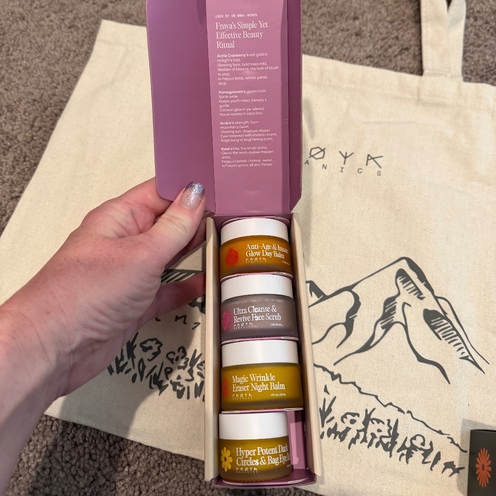 Froya Organics skincare brand new in box comes with bag Anti aging set